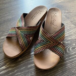 Colorful Sketchers Luxe Foam Wedge Sandals Size 9